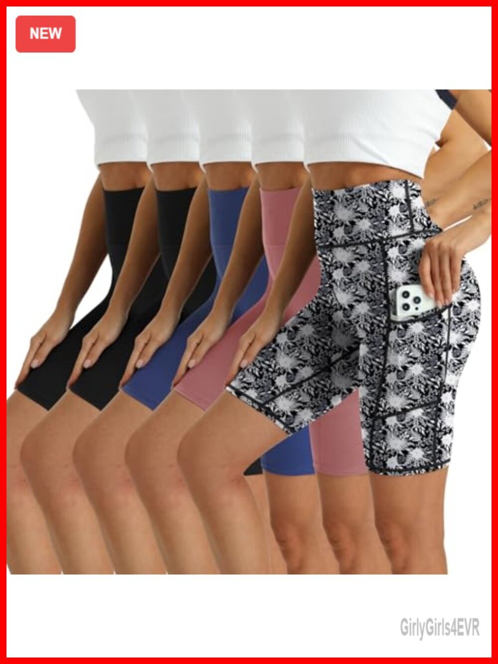 Plus Size High Waisted Athletic Biker Shorts with Pockets for Running